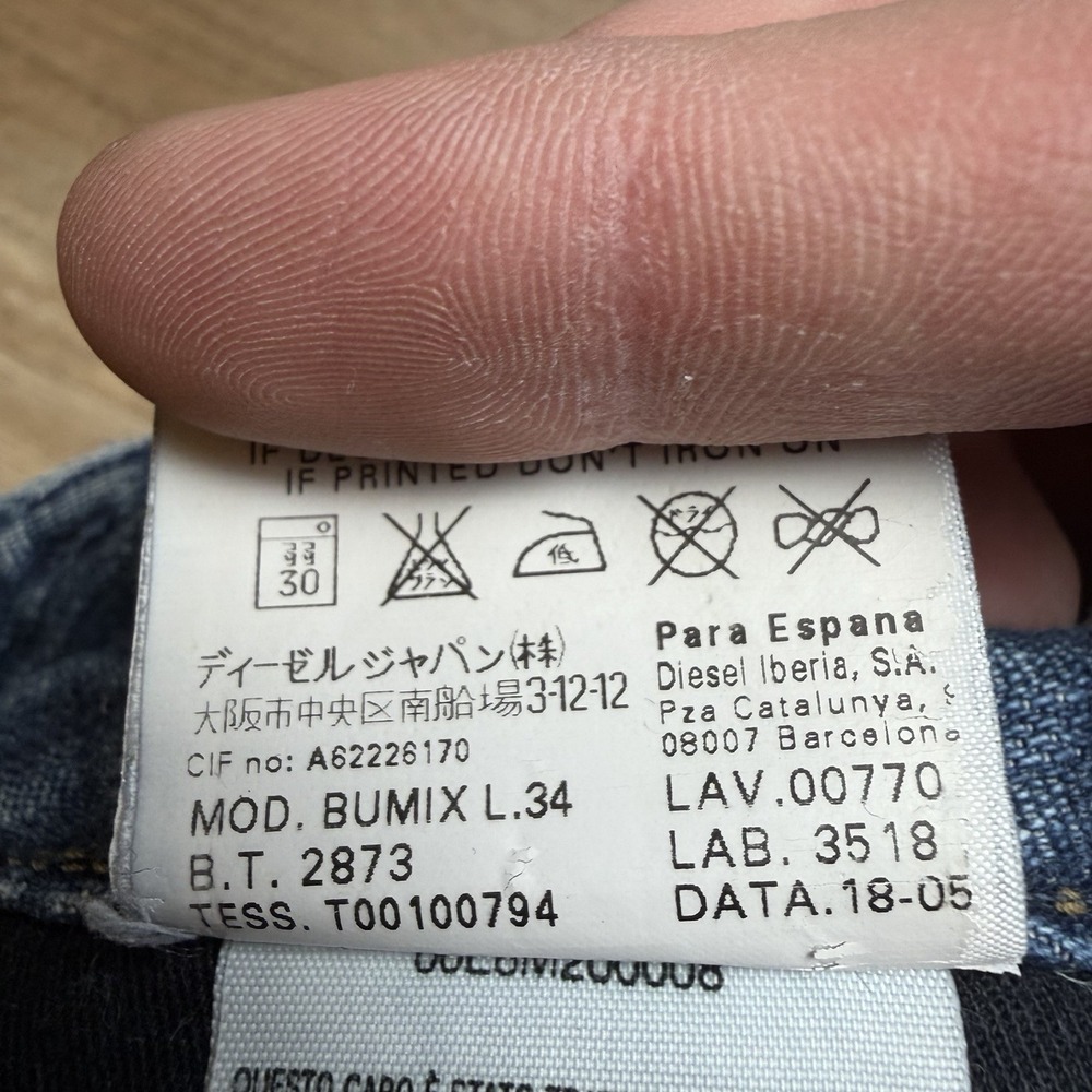 Diesel Bumix Jeans Men 29x34 Blue Relaxed Straight Made Italy Denim Skater Y2K - Picture 9 of 15